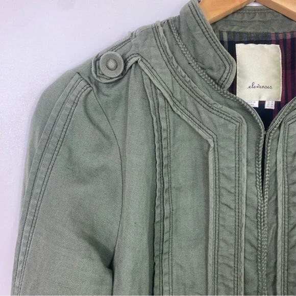 Anthropologie Elevenses military jacket olive green 10 - Picture 4 of 10
